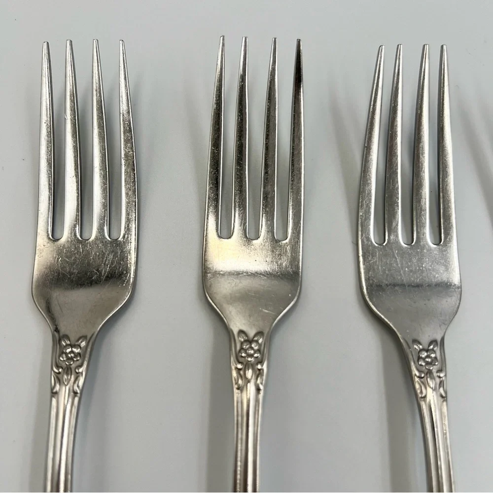 Vintage Oneida WMA Rogers Huntington Stainless Flatware Dinner Fork Set of 5 - Picture 4 of 10